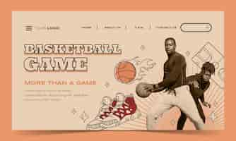 Vettore gratuito pagina di destinazione di basket vintage disegnata a mano