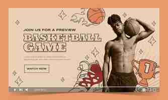 Бесплатное векторное изображение Ручной обращается винтажный баскетбол миниатюра youtube