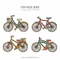 Бесплатное векторное изображение Коллекция старинных велосипедов
