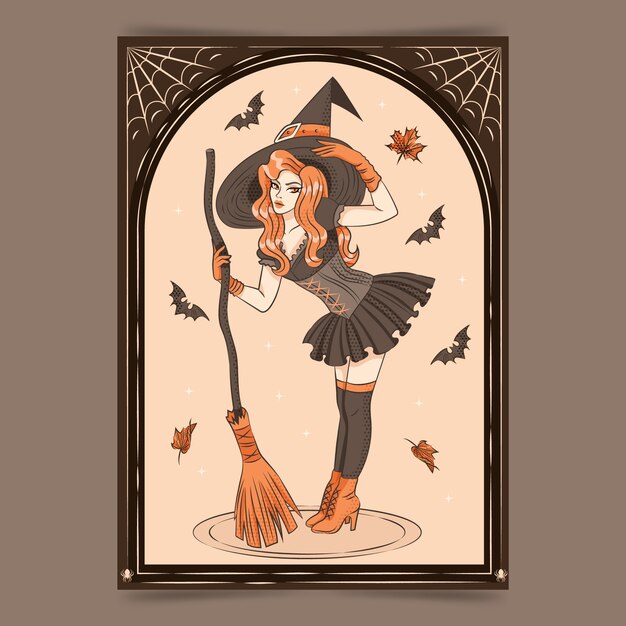 Hand drawn vintage cartoon illustration for halloween season