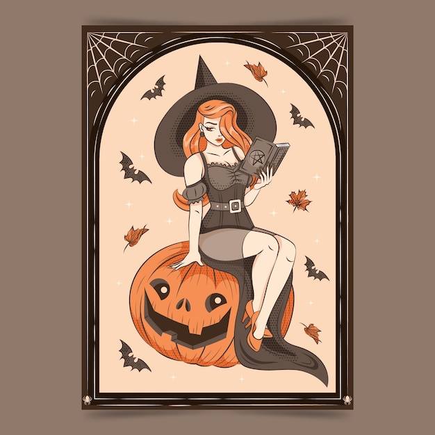 Hand drawn vintage cartoon illustration for halloween season