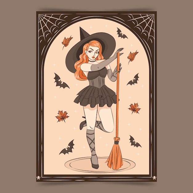 Hand drawn vintage cartoon illustration for halloween season