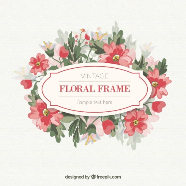 Hand drawn vintage floral label