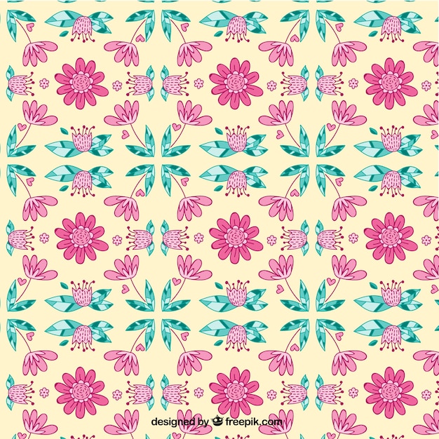 Hand drawn vintage floral pattern 