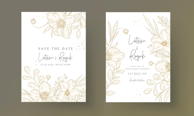 Hand Drawn vintage floral wedding invitation card