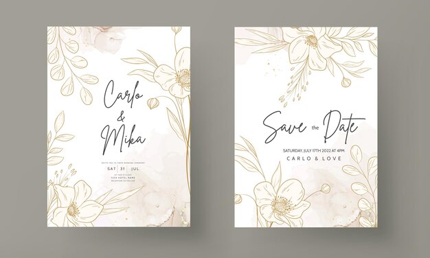 Hand Drawn vintage floral wedding invitation card