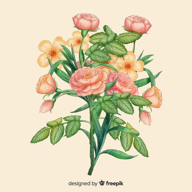 Free Vector hand drawn vintage flower bouquet background