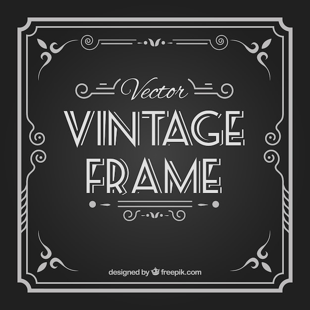 Hand drawn vintage frame on blackboard