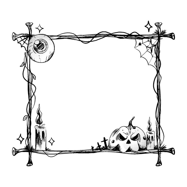 Hand drawn vintage halloween frame template