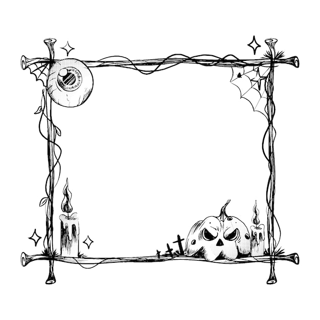 Hand drawn vintage halloween frame template