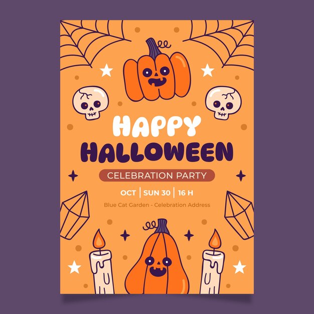 Modello di invito di halloween vintage disegnato a mano