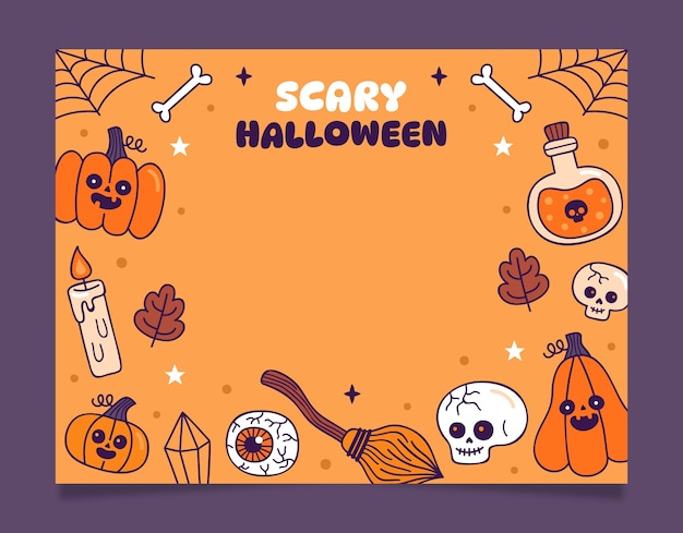 無料ベクター 手描きヴィンテージ ハロウィーン フォトコール テンプレート