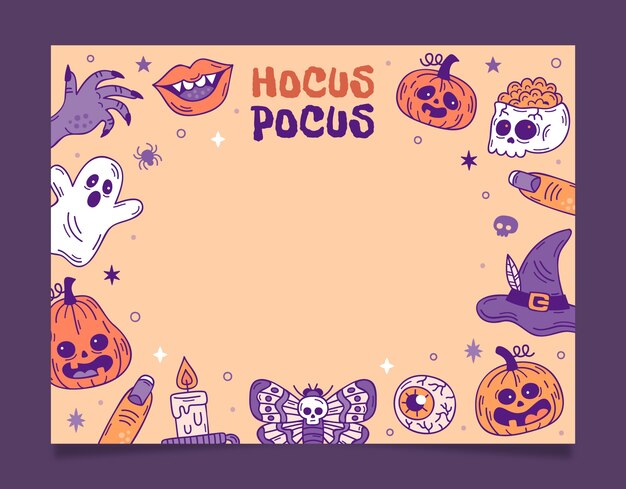 Hand drawn vintage halloween photocall template