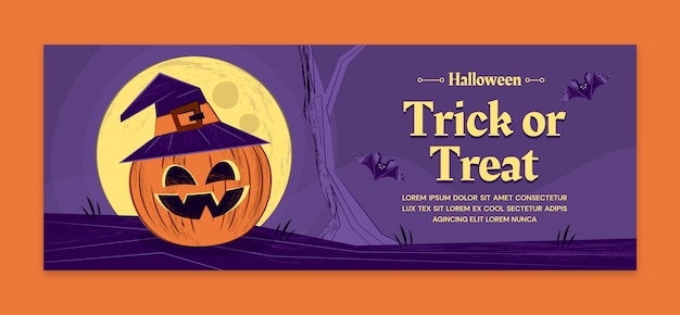Vettore gratuito modello di copertina dei social media di halloween vintage disegnato a mano