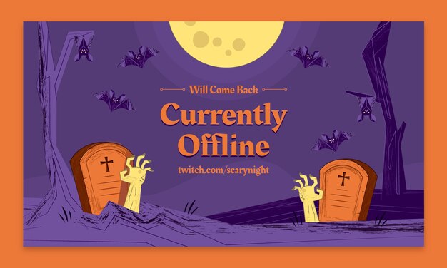 Hand drawn vintage halloween twitch background