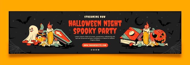 Free vector hand drawn vintage halloween twitch banner