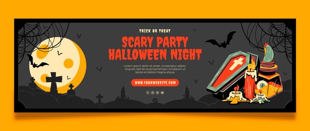 Free vector hand drawn vintage halloween twitter header