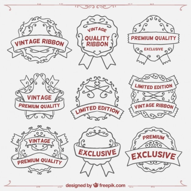 Free vector hand drawn vintage high quality badges