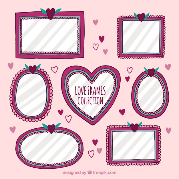 Free vector hand drawn vintage love frames