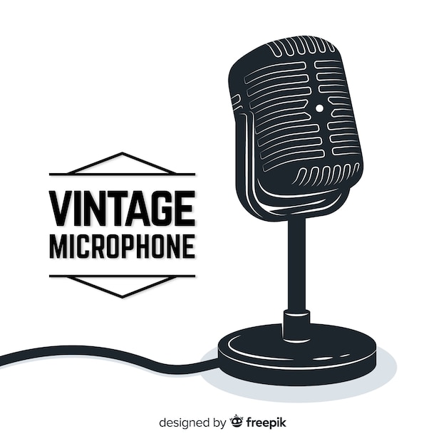 Hand drawn vintage microphone