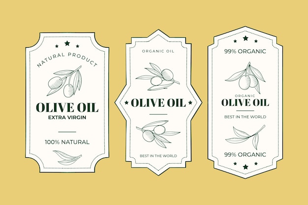 Hand drawn vintage olive oil label
