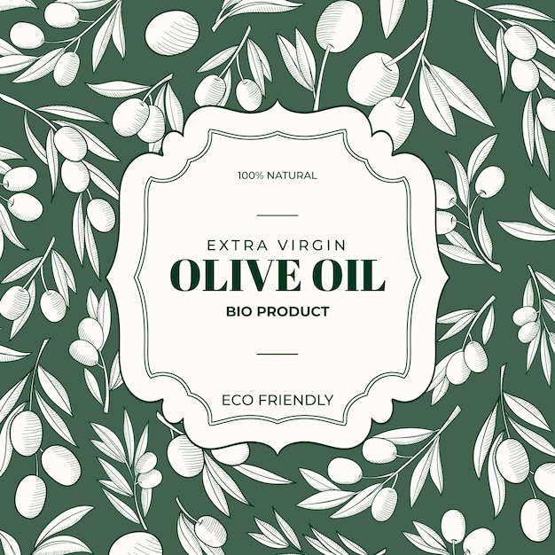 Hand drawn vintage olive oil label