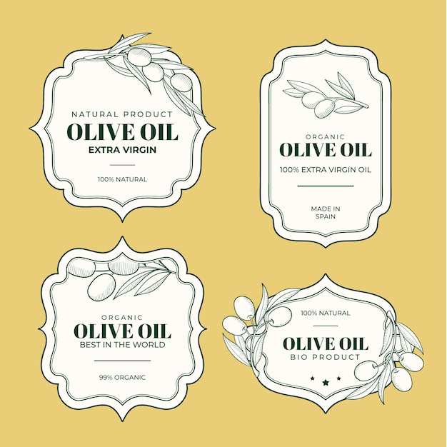 Vettore gratuito etichetta di olio d'oliva vintage disegnata a mano