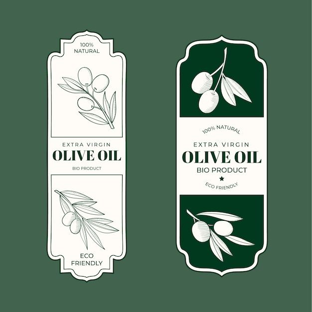 Hand drawn vintage olive oil label