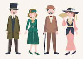 Free vector hand drawn vintage people collection