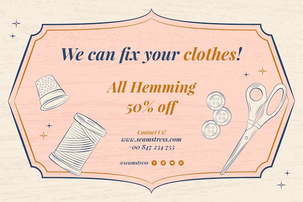 Free vector hand drawn vintage seamstress sale background