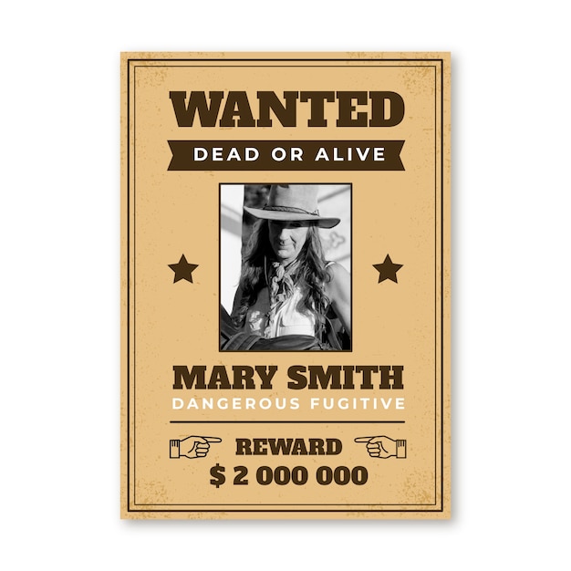 Free vector hand-drawn vintage texture wanted poster