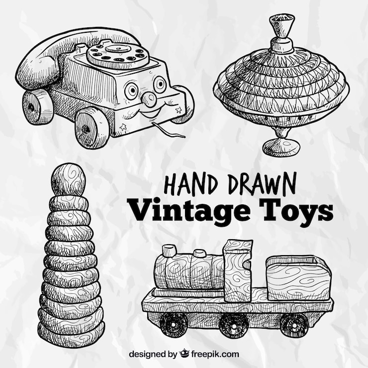 Free Vector hand drawn vintage toys