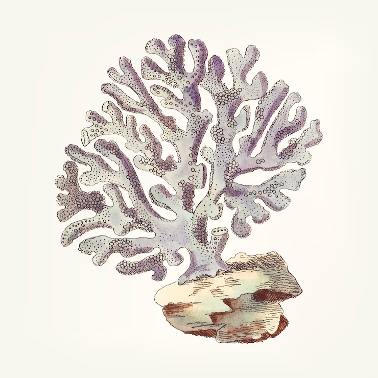 Free Vector hand drawn of violaceous millipore coral