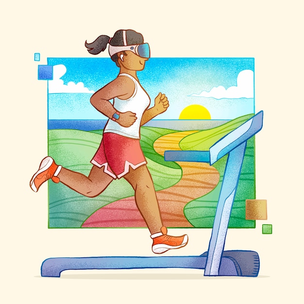 Illustrazione di fitness virtuale disegnata a mano