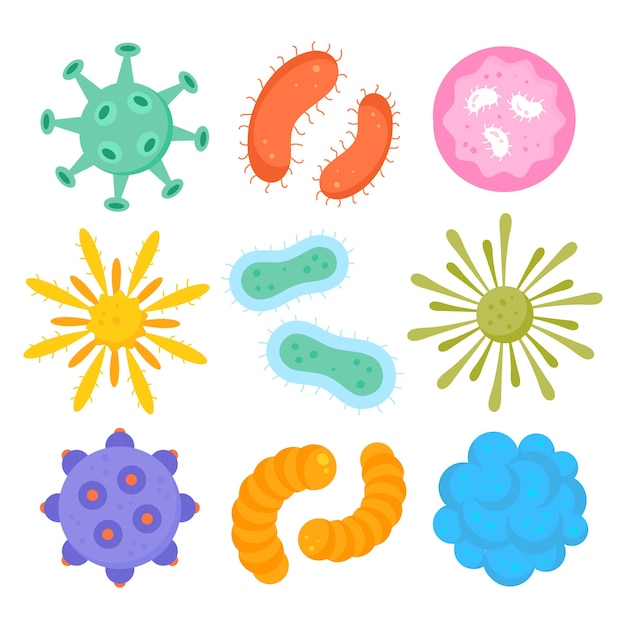 Free vector hand drawn virus collection