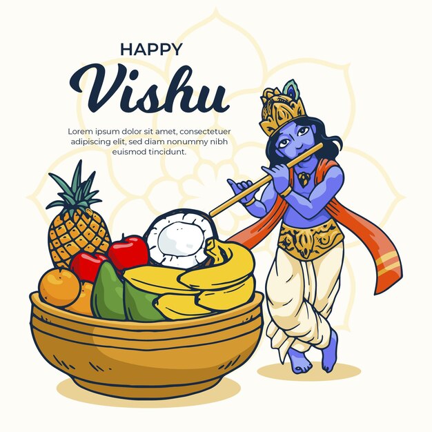 Hand drawn vishu illustration