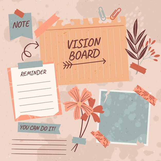 Hand drawn vision board illustration