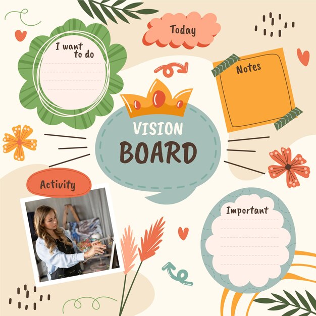 Hand drawn vision board illustration