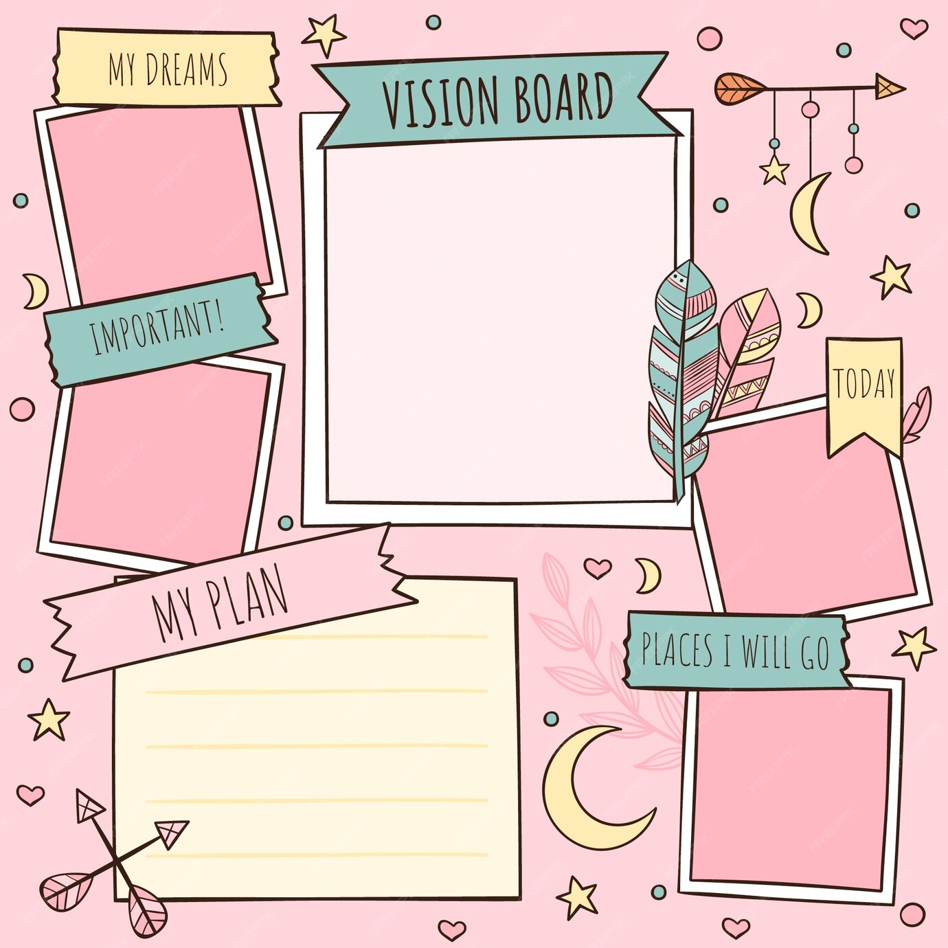 Free Vector | Hand drawn vision board illustration