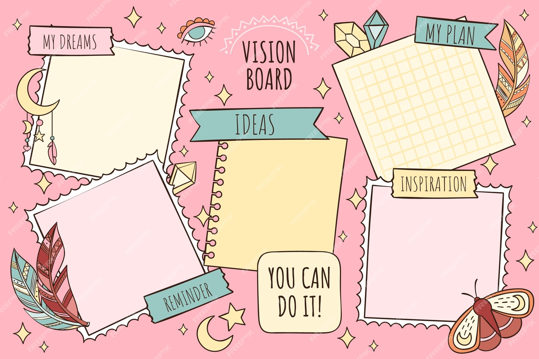 Free Vector | Hand drawn vision board illustration