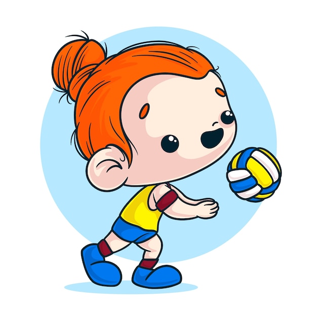 Нарисованная рукой иллюстрация шаржа волейбола