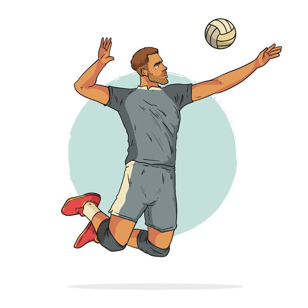 hand drawn volleyball cartoon illustration