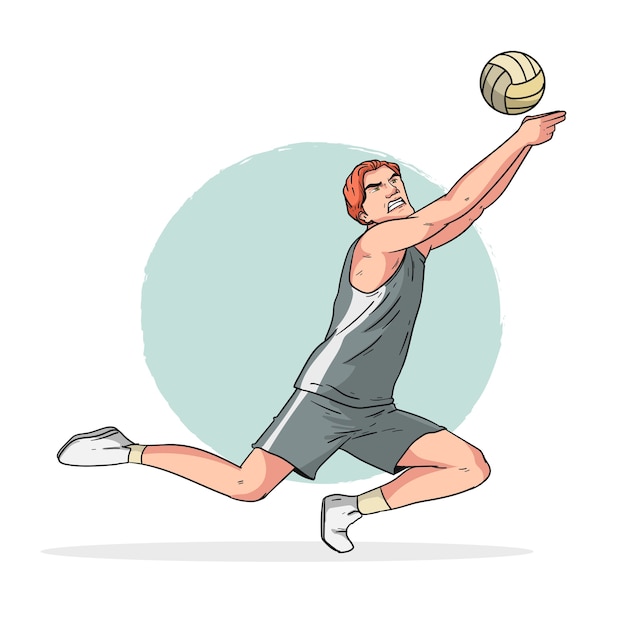 Hand drawn volleyball cartoon template