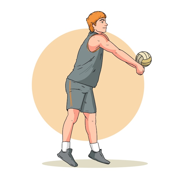 Нарисованная рукой иллюстрация волейбола