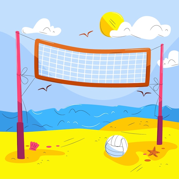 Hand drawn volleyball net illustration