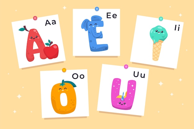 Hand drawn vowels illustration