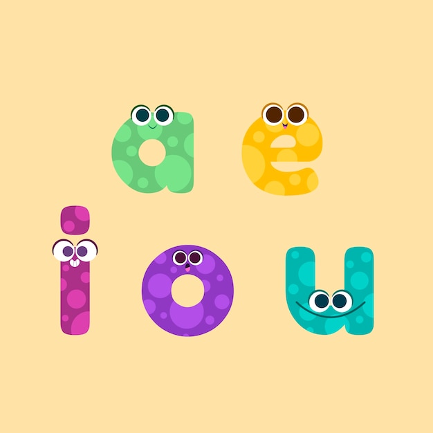 Free vector hand drawn vowels illustration