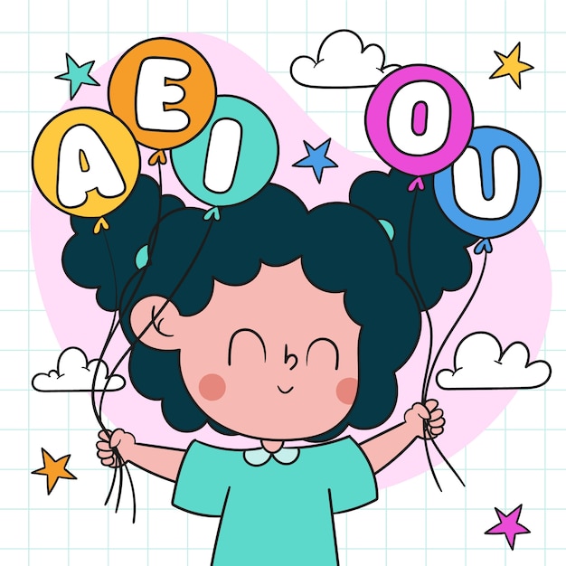 Free vector hand drawn vowels illustration