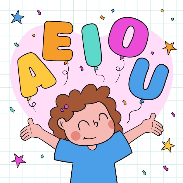 Free vector hand drawn vowels illustration