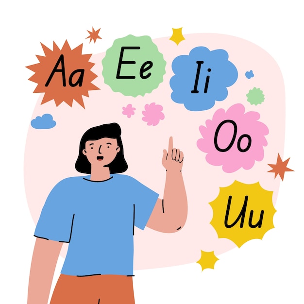 Free vector hand drawn vowels illustration